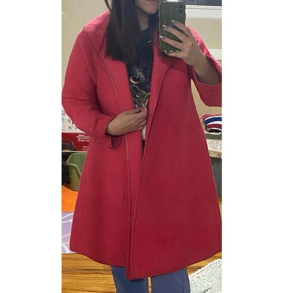 Vintage 60s Bonnie Cashin for Sills Pink A Line Coat Leather Trim Small/ Med* - Picture 8 of 8